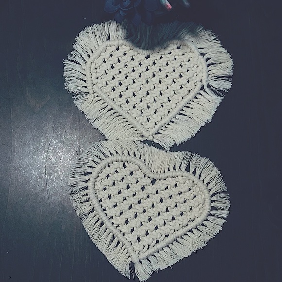 NEW: [4pc Set] Macrame Knotted w/♥️🌻BOHO Stylish Custom Made Woven Coasters Set - Picture 8 of 17